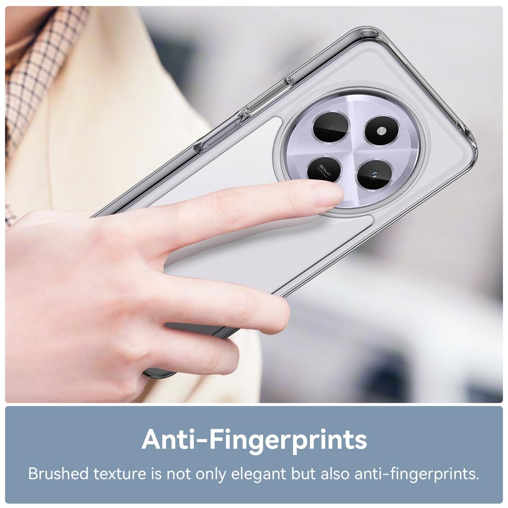 WANLONFENG MF Series Clear Case for Xiaomi Poco C75 4G/Redmi 14R 5G/14C 4G TPU+Acrylic Phone Cover with Tempered Glass Film