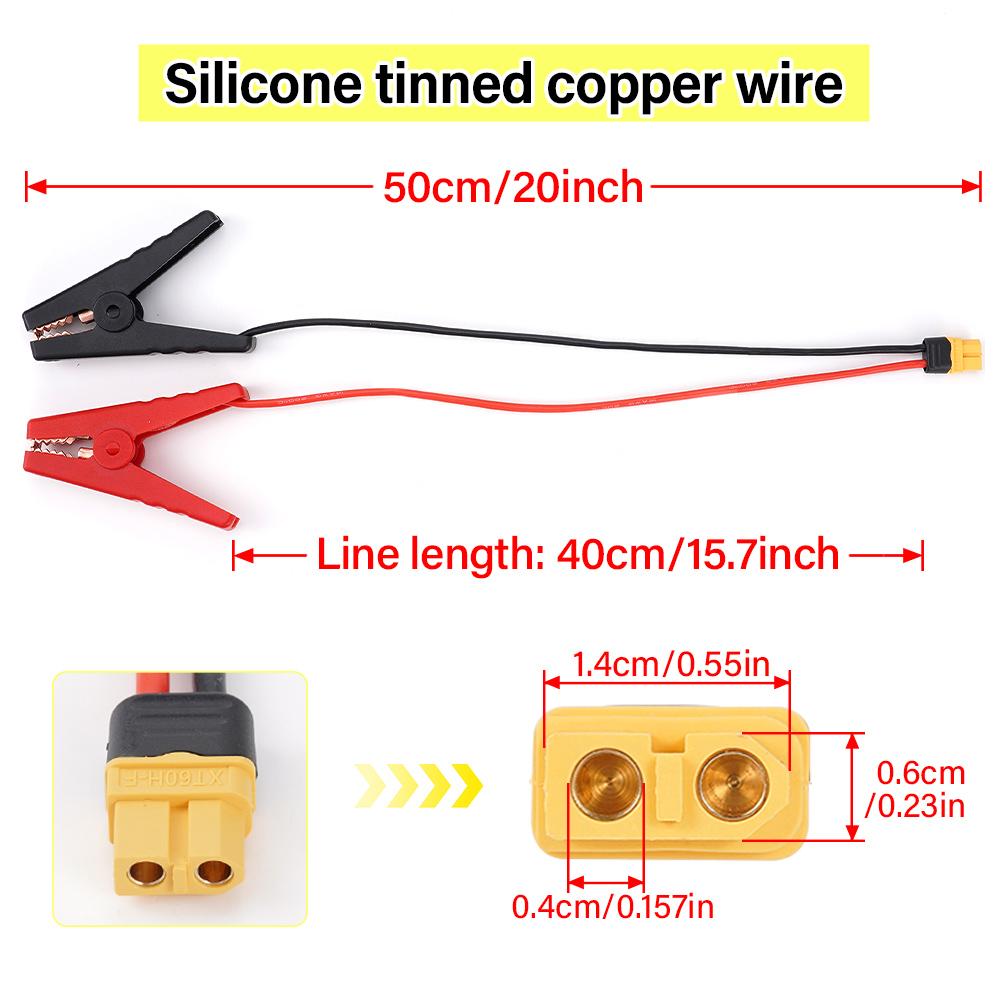 Universal 12V Alligator Clip to T Plug/XT60H Female Plug Connector 14AWG Cable for Car Battery Charger Spare Part DIY Accessory