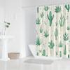 Cactus And Succulent Shower Curtain – Watercolor Plant Illustrations, Green On Cream, 2D Flat Print, Polyester, 70.8"X70.8"Inch