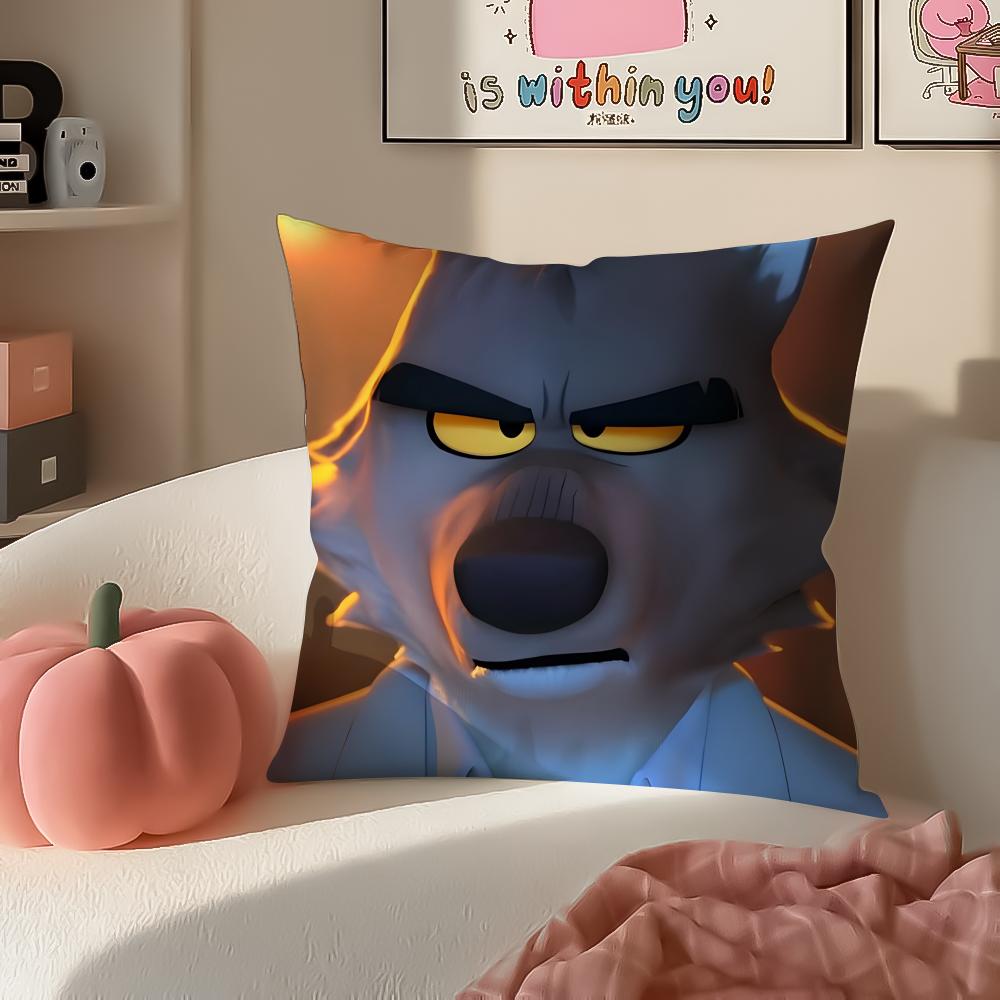 Funny Anime American Movie TThe Bad Guys Cushion Cover Pillowcase Short Plush Invisible zipper Room Sofa Cushion Cover