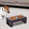 Raised Dog Feeding Bowls with Stand, Stainless Steel for Extra Small and Small Dog, 44L x 24W x 15H cm - Brown