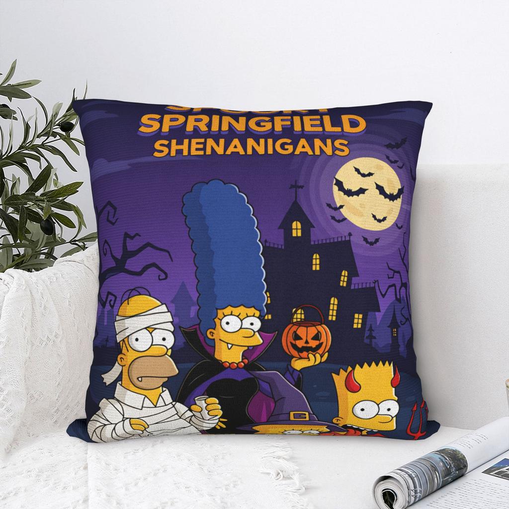 Pillow Cover SSimpsons Spooky Springfield Shenanigans Halloween Novelty Pillow Case For Couch Sofa Bedroom Pillowcases