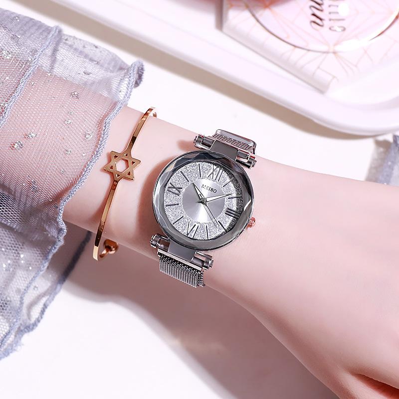 Magnetic Mesh Belt Roman Series Starry Sky Watch Female