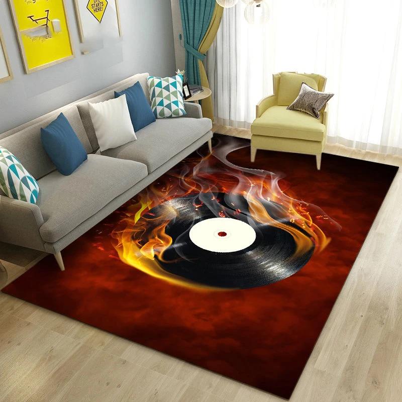 3D Vintage Classical Music Vinyl Record Area Rug Carpet Living Room Decor Bedroom Sofa Carpets Bedside Non-slip Mat Doormat
