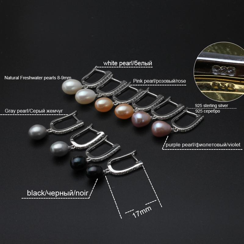 Real Freshwater Grey Pearl Earrings for Women,classic 925 Sterling Silver Earrings Birthday Gift