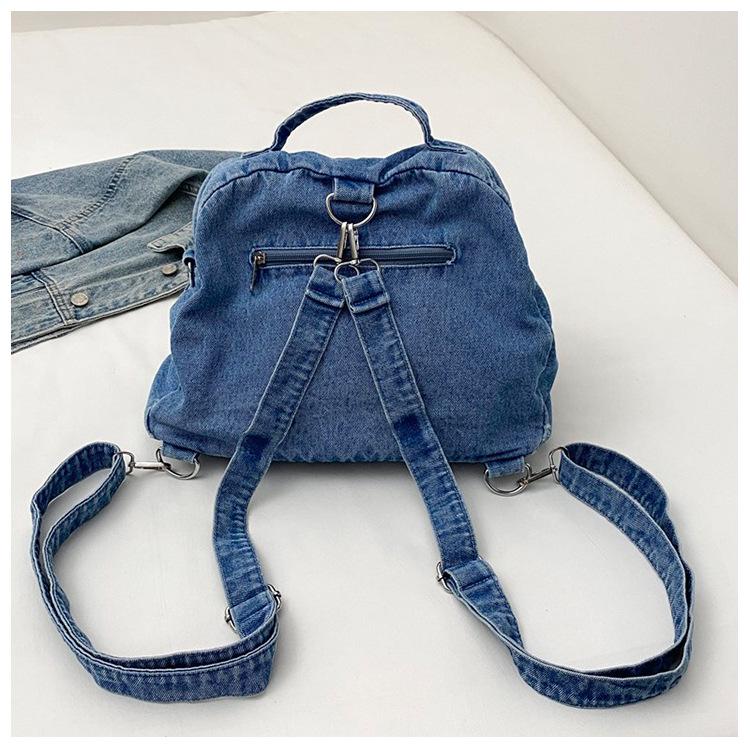 2025 Fashion Washed Denim Versatile Backpack: Crossbody and Casual Schoolbag for College Students