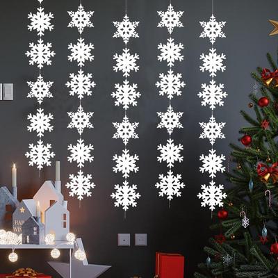 Christmas Snowflake Garland Tree Ornaments: Festive Window Decorations