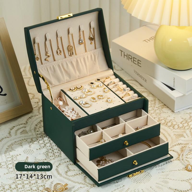 Boîte de Rangement à Bijoux, Haut de Gamme Exquis Multicouche Grande Capacité Boucles d'Oreilles Puces, Boucles d'Oreilles, Bracelets, Bagues, Bijoux.