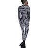 Unisex Cyber Punk 3D Digital Stripe Printing Halloween Party Role Play Outfit Women Men Cosplay Costume Carnival Jumpsuit