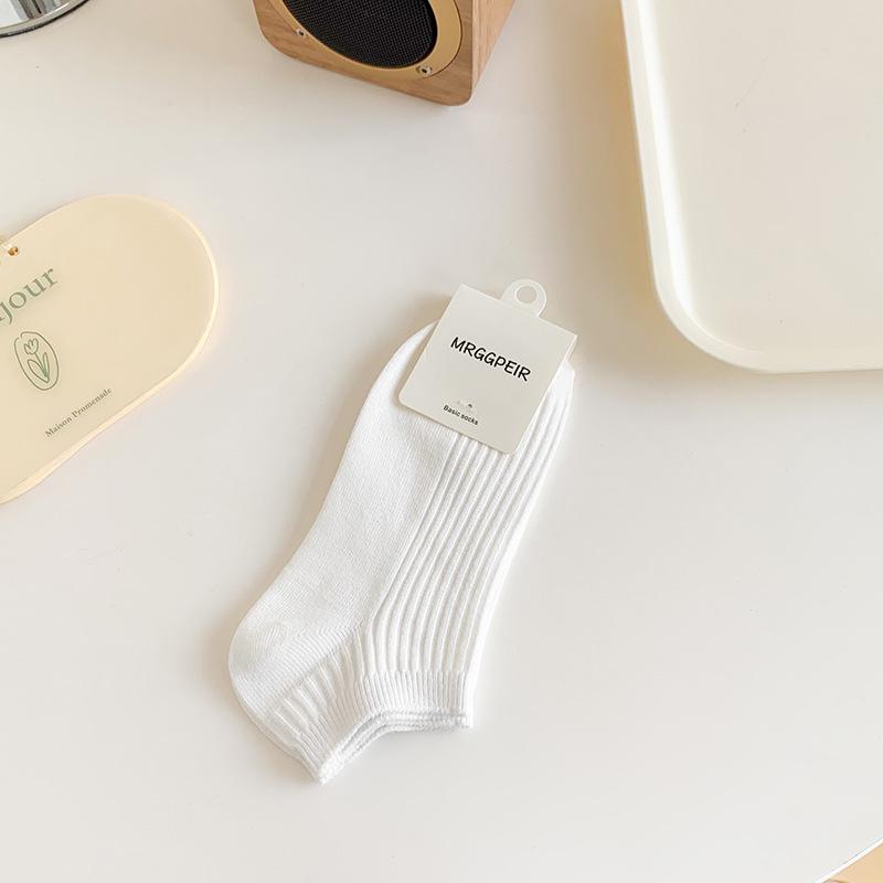Female Spring and Summer Pure Color Pure Cotton Shallow Mouth Student Short Tube Socks