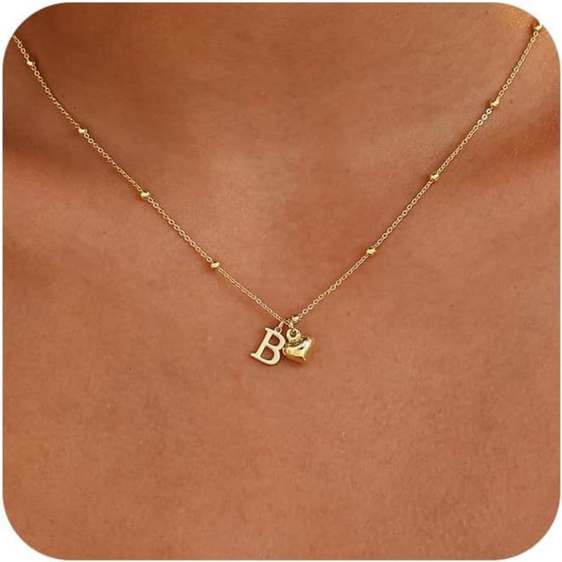 Fashion Luxurious Style 26 Letter Heart Necklace - Gold Plated - Simple and Versatile Women's Necklace