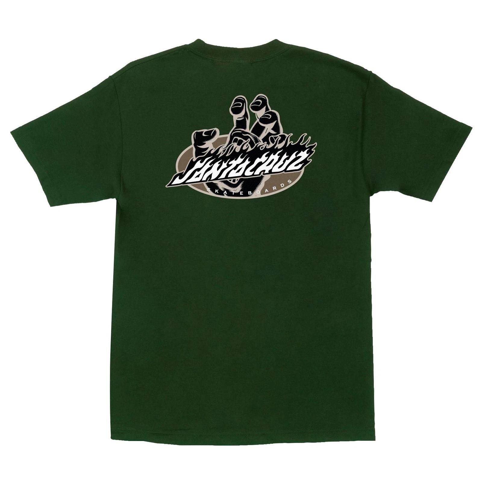 Santa Cruz SCREAMING FIRE OVAL Skateboard T Shirt FOREST M