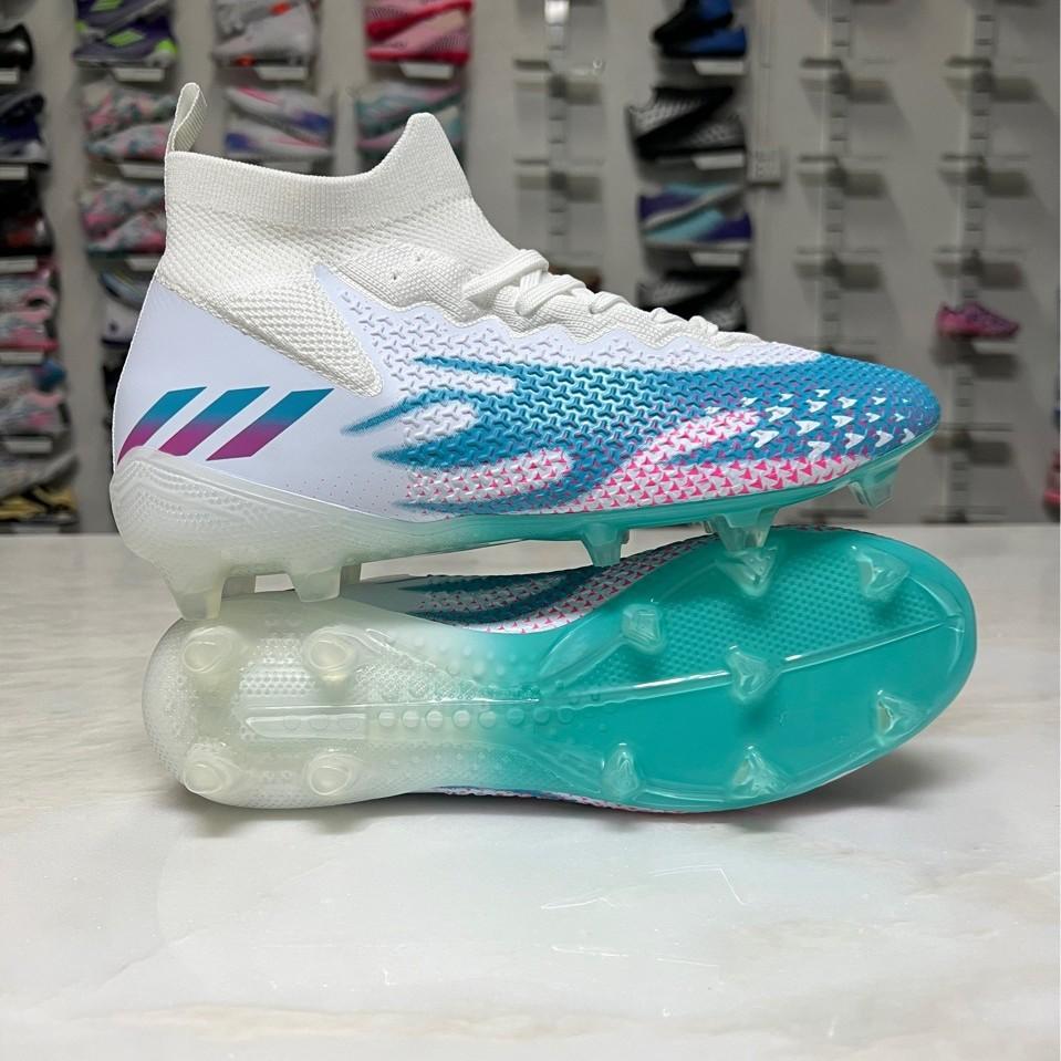 2025 new football seamless fly-woven football shoes men's and women's high-top long nails broken nails artificial grass sports shoes