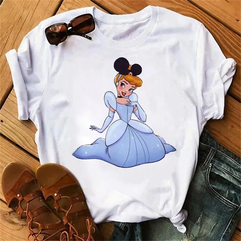 Unisex Snow White Princess T-shirt Cute Cartoon The Princesses White Tops Tshirt Streetwear T Shirts Clothes