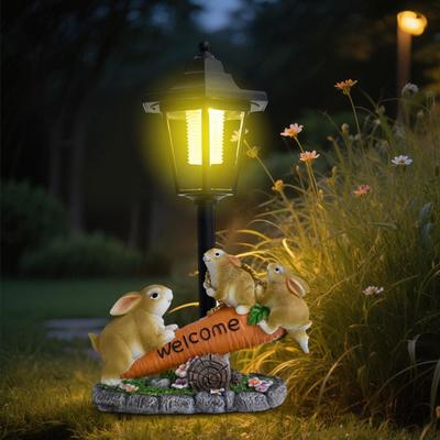 Outdoor-Statue Harzskulptur mit Solarlicht Ornament Einzugsgeschenke Landschaftslampe