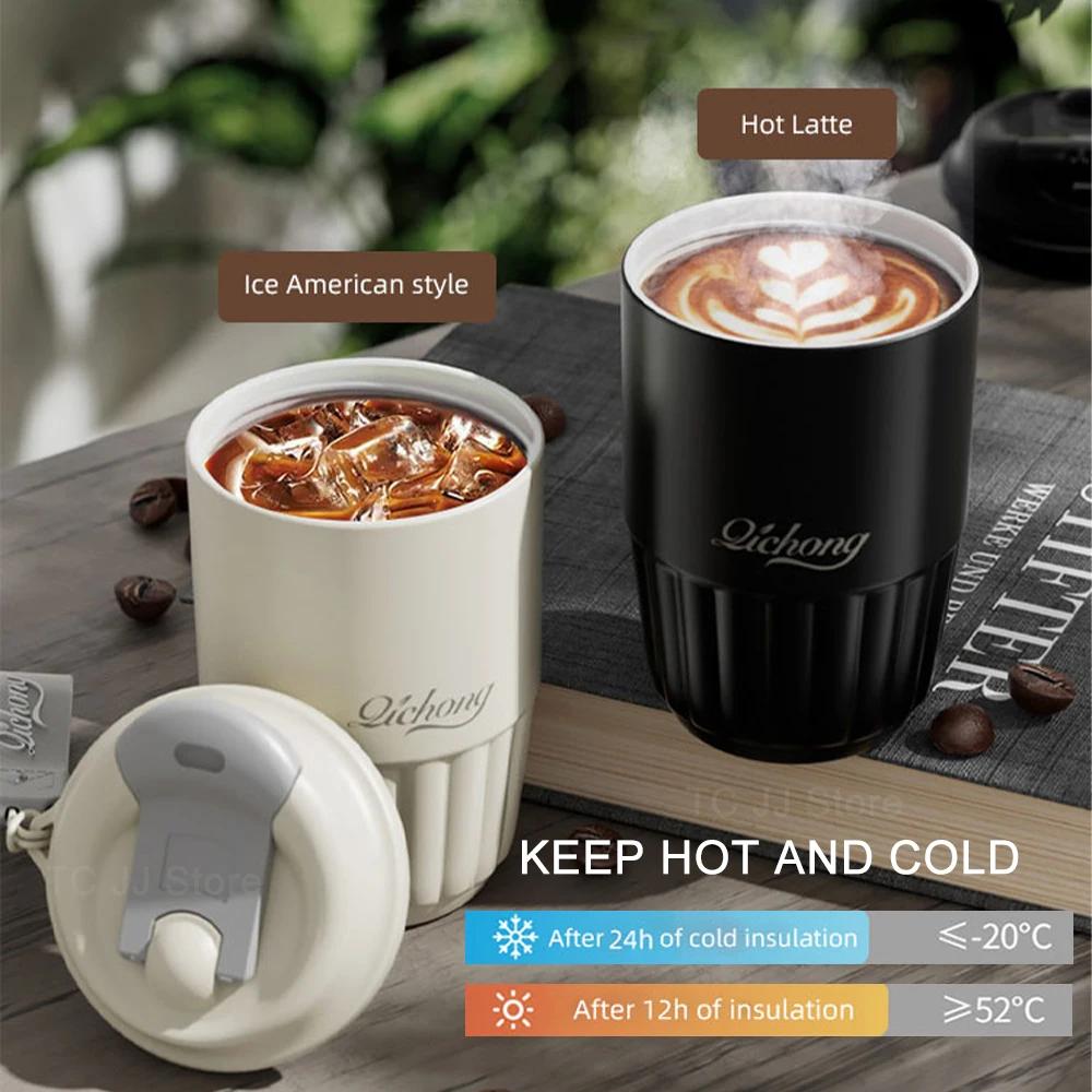 400ML Ceramic Liner Thermos Coffee Cup Travel Coffee Mug Vacuum Insulated Thermos for Coffee Thermal Cup Tumbler Birthday Gift