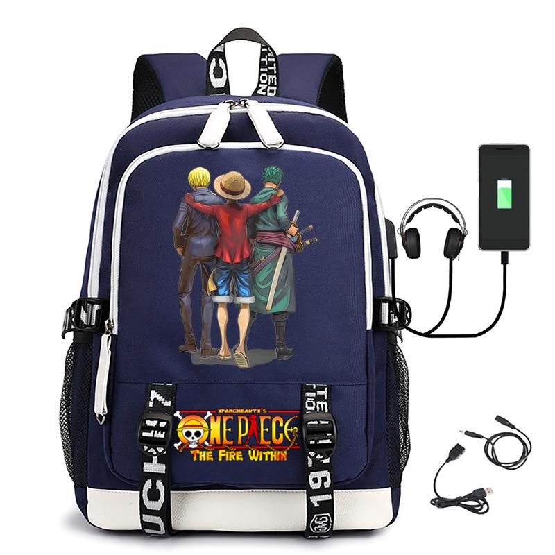 Hot-selling ONE PIECE Luffy backpack usb charging large capacity bag