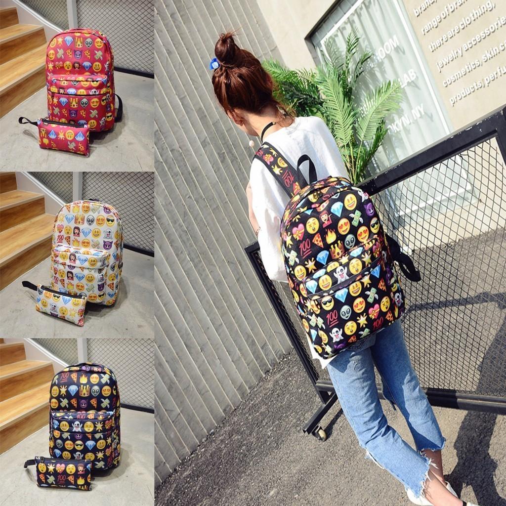 Kid Backpack Emoticons Smiling Face Emoticons Travel Cute Canvas School Backpack