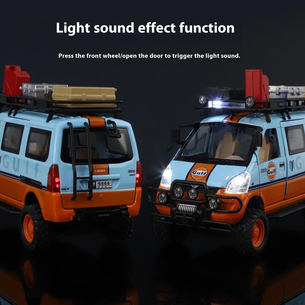 1/24 Alloy Die-cast Mitsubishi VAN Off-road Vehicle Model, Simulated Sound and Light, Children's Toy Car, Removable Accessories, Boys' Gift
