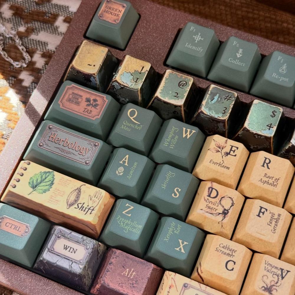 Herbology Theme Keycap Set PBT 143Key Custom Personalized Keyboard Cap Cherry Profile KeyCap for Mechanical Keyboard Accessories