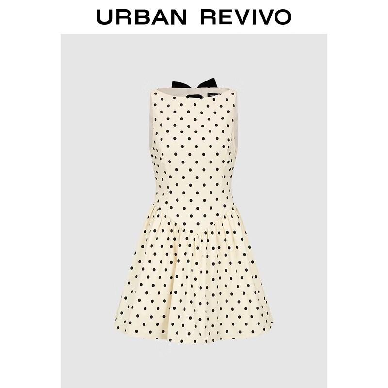 UR2026 Women s French Vintage Polka Dot Midi Dress M