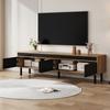 TV Cabinet, TV Stand, TV Panel and 4 Doors. Fine Texture. Available In Black or Natural Wood. Height 47 Cm / Length 170 Cm / Width 38 Cm
