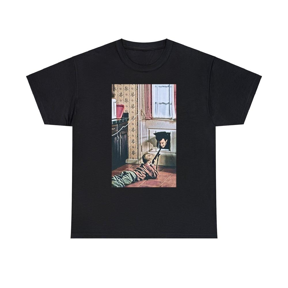 Home Alone Graphic Print Short Sleeve Crew Neck Unisex Heavy Cotton Tee Shirt
