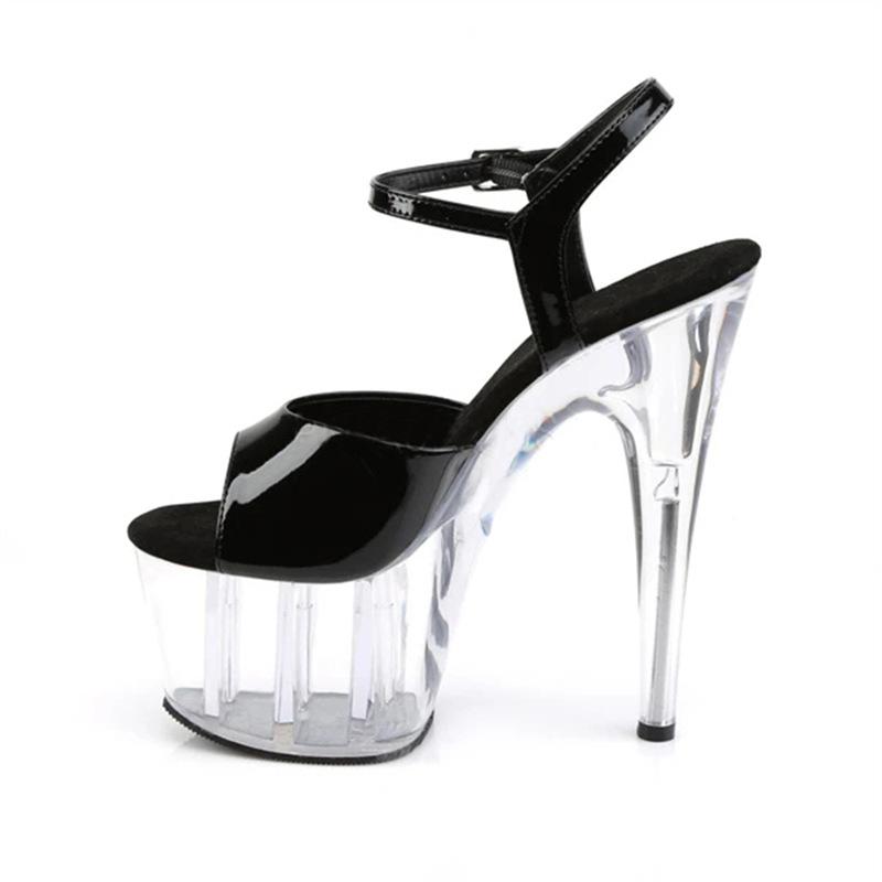 2025 New One-word Transparent Fashion Shoes, High-heeled Sandals, Women's Thin-heeled Crystal-heeled Sandals, Summer Internet Celebrity Outer Wear