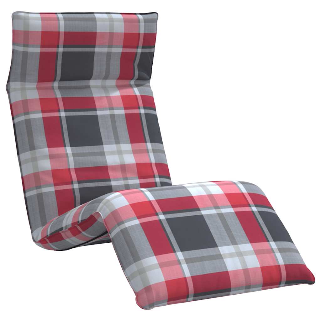 Foldable Sun Lounger Red Checkered Pattern 175 x 54 x 8.5 cm Oxford Fabric