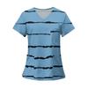 Women's Fashion Printed Short Sleeve V Neck Pattern Tops Pocket Working T-shirts