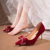 Xiuhe wedding dress two wear red high heels women's wedding French wedding shoes stiletto bride shoes summer 2025 new