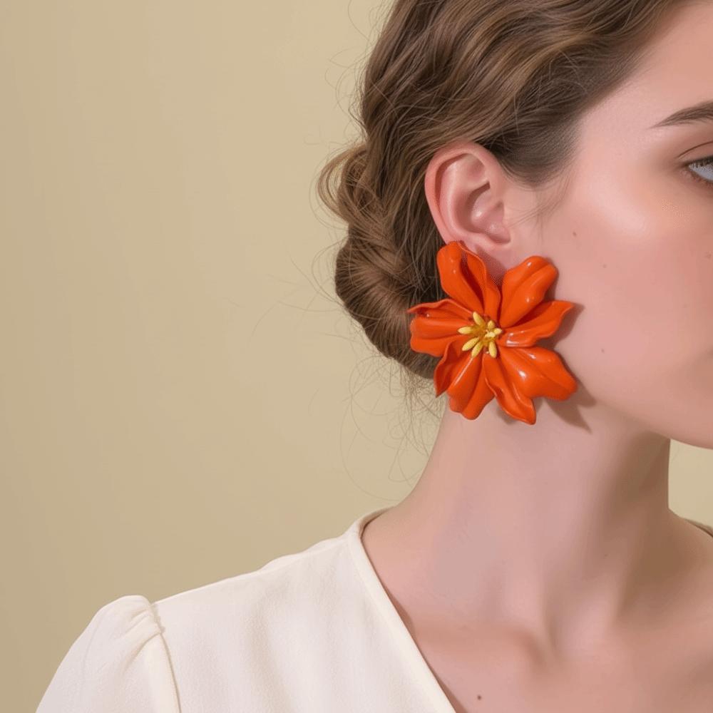 Acrylic Elegant Dangle Earrings Exaggerated Flower Earrings Fashion Flowers Stud Earrings Women