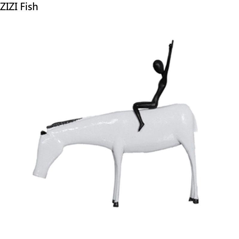 Abstract Character Rider Handicrafts Ornaments Desk Decoration Creative Artwork Horse Metal Sculpture Room Aesthetics Decor
