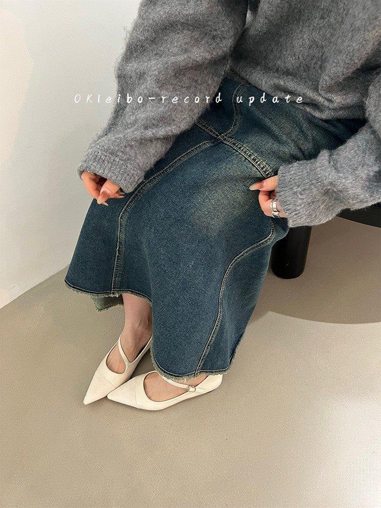 Niche design new pointed temperament heel red single shoes soft sole 2025 Mary Jane women's shoes low spring and autumn feeling black
