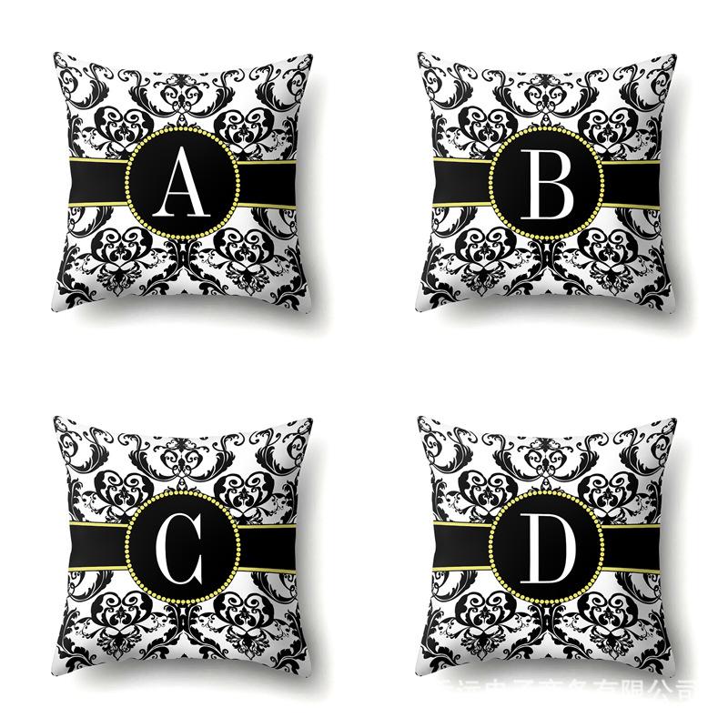 Polyester Pillow Case Home Decoration Geometric Print 26 English Letters Bedside Cushion Cover