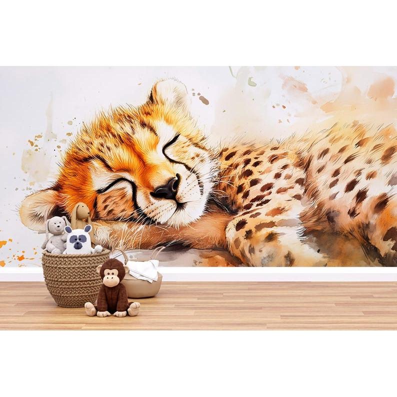 Sleeping leopard cub tapestry 75x100 чёрный