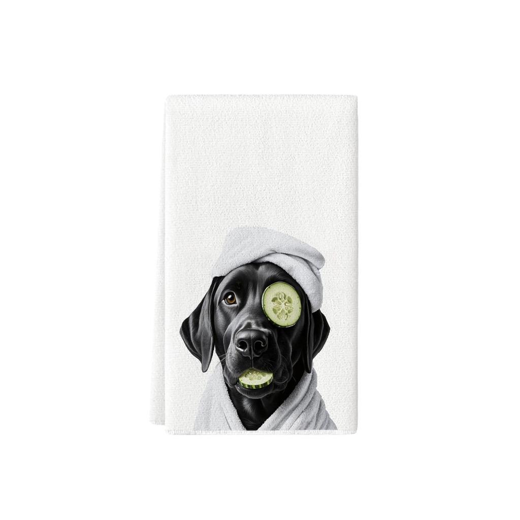Assorted Cute Puppies Wearing Hats and Face Masks Tea Towels - Printed Kitchen Dish Towels and Rags