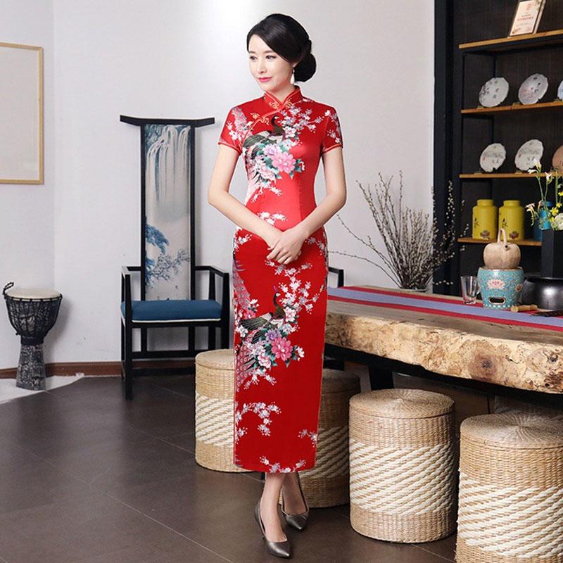 12 Colors Elegant Chinese Cheongsam Dress Women's Traditional Chinese Dress Qipao Costume