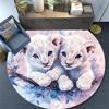 Lion Cubs Round Area Rug,Carpet Rug for Living Room Bedroom Sofa Playroom Decor,Non-slip Floor Mat