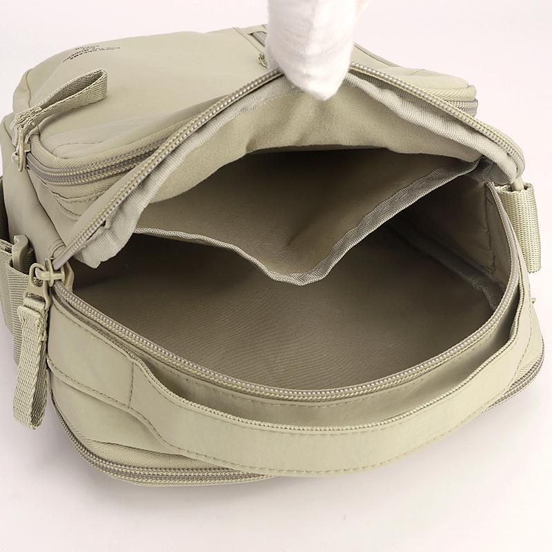 Nylon Crossbody Bag with Top Handle and Multiple Zipper Pockets for Daily Use Men Women