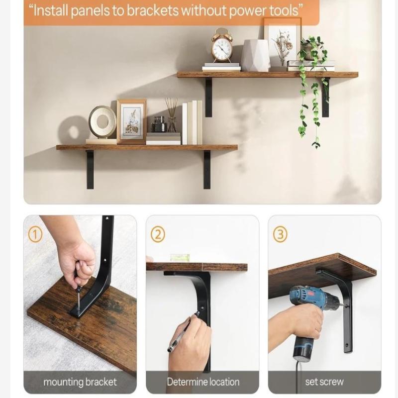 Wall Shelves Floating Wood Water Resistant-Space Saving Storage Display Rack Kitchen Bathroom