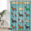 Dachshund Shower Curtains Seamless Background with I Love Dachshunds Decorative Bathroom Waterproof Fabric Shower Curtain with