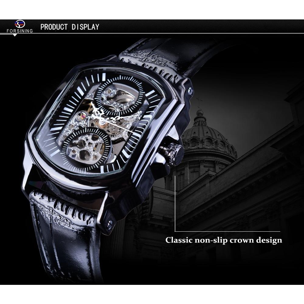 Forsining Men's Fashion Casual Hollow Mechanical Movement Automatic Mechanical Watch SLZe118