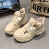 Plateausandalen Damen 2025 neu Sommer vielseitig hohl weiches Leder Sport und Freizeit erhöhend Loch Römersandalen