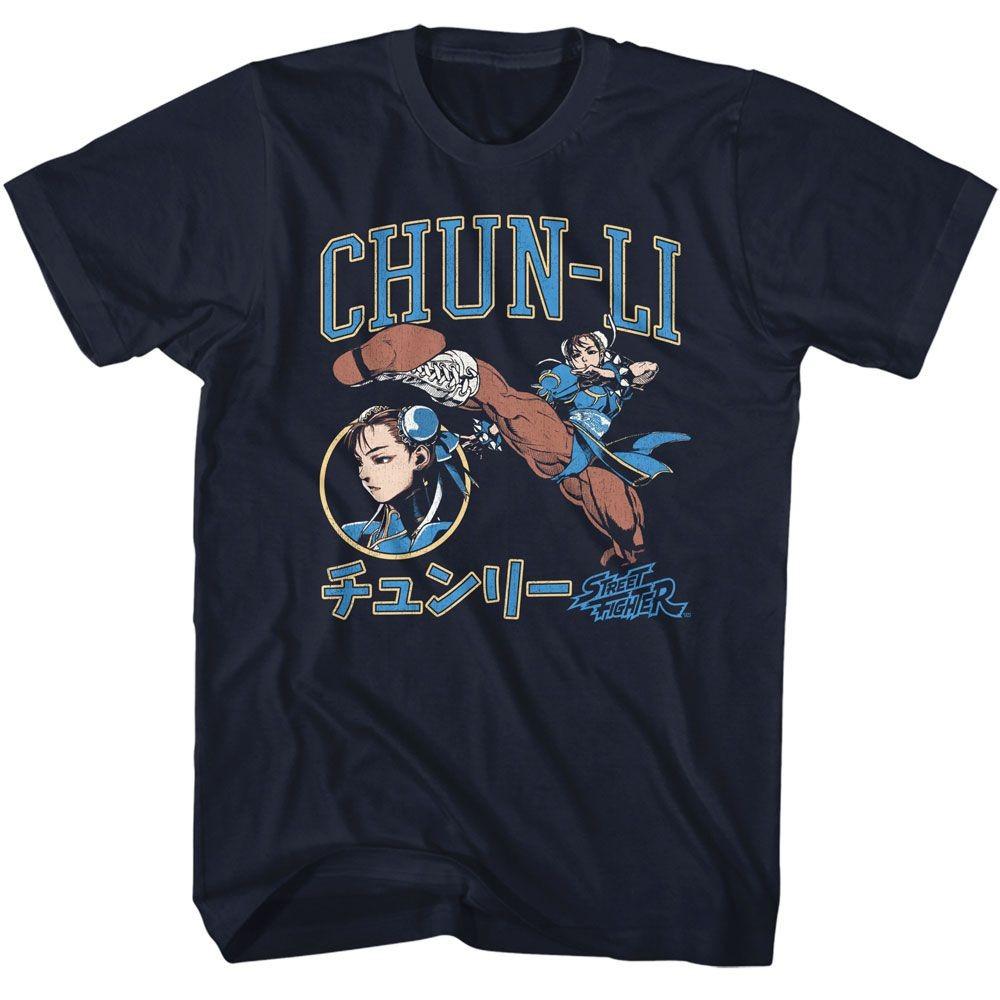 Street Fighter Chun Li Varsity Navy Gaming Shirt Unisex T-Shirt XXXL
