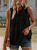 Womens Swiss Dot Sleeveless Tank Top Crew Neck Loose Fit Summer Cami
