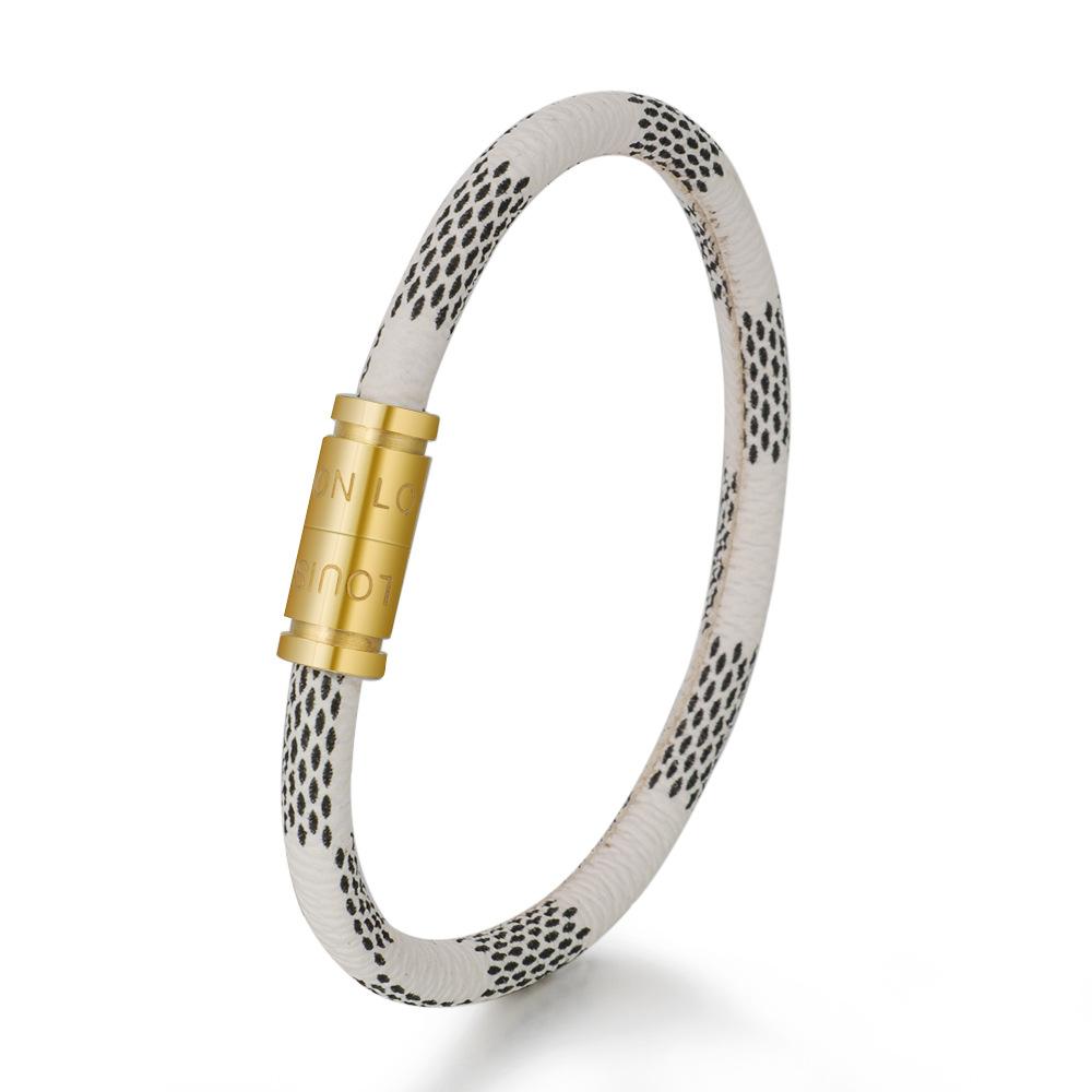 Magnetický Uzávěr Kožený Náramek Pro Páry Titanová Ocel Šňůrka Unisex