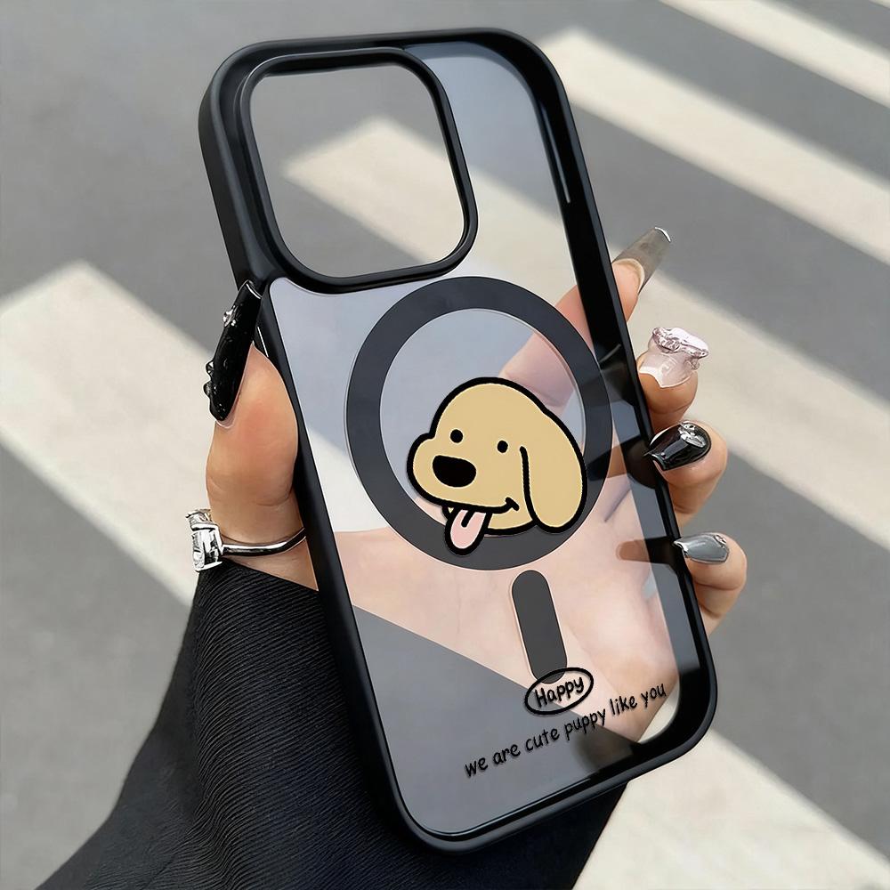 Cute Puppy Cartoon Dog Magnetic Phone Case For iPhone 17 Pro Case iPhone 16 13 11 12 14 15 Pro Max Matte Clear Shockproof Cover