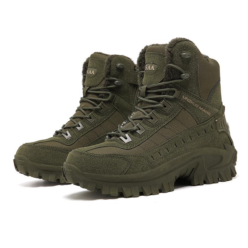 Men's High-Top Tactical Desert Combat Boots - Plus Velvet, Warm, Large Size Outdoor Snow Boots