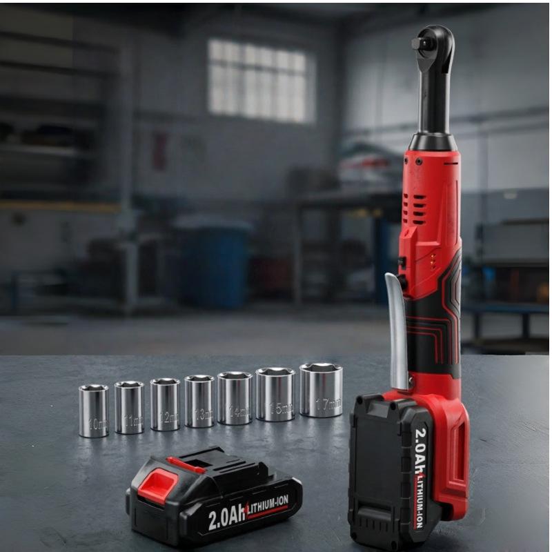 21V Electric Right Angle Ratchet Wrench with Lithium Battery for Auto Repair and Installation